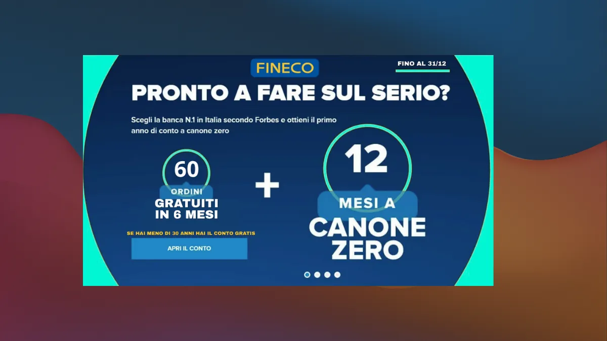 Schermata promo Fineco con codice promozionale TRD040-AA