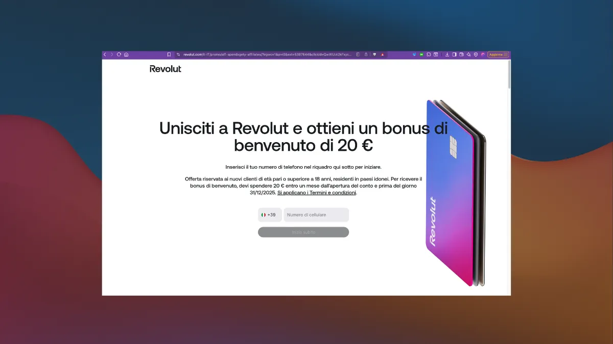 Bonus promozione Revolut 20 euro gratis per nuovi utenti 2026